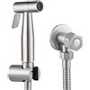 Tecmolog Doccetta Bidet a Mano in Acciaio Inox Kit Spruzzatore per Bidet per WC, Nichel Spazzolato, WS024F4