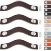 LEREATI 4 Pezzi Maniglie per Mobili in Ecopelle, Maniglie Armadio in Cuoio Pomello in Pelle, Pomelli per Cassetti, Porte, Mobili, Cucina (per Distanza dei Fori 128mm, Argento + Marrone)