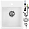 empiria SINK QUALITY SINK QUALITY Lavello bianco 40 x 50 cm - Lavello in granito bianco con sifone e impregnazione - Lavello senza scolapiatti - Piccolo lavello per cucina per sottolavelli a partire da 40 cm di larghezza