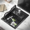 XDCXYD Lavello da cucina bar nascosto con rubinetto pieghevole, lavello da bar in acciaio inossidabile nascosto a montaggio sottopiano per piccola cucina barra di preparazione camper (nero C, 38 x 45