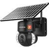 SHIWOJIA Camera Tuya Esterno, Telecamera Sorveglianza WiFi Solare Esterno, 3MP PTZ Telecamera Esterna Visione Notturna Colore, Rilevamento Umano PIR, Audio Bidirezionale IP66, Nero