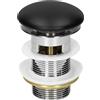 LuxeBath Piletta Set di Scarico Lavabo con Troppopieno Universale Lavandino Tappo in Ceramica Nero Opaco e Acciaio Inossidabile 1 1/4 di Pollice Valvola Pop UP Guarnizione Lavamani Accessori Bagno