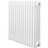 Monster Shop Radiatore Tradizionale a 4 Colonne 600 x 605 mm Riscaldamento Centrale Orizzontale Bianco Opaco in Acciaio al Carbonio con Staffe Kit di Fissaggio e Spazzola Pulizia