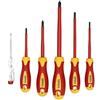 Ferrestock FSKDES106E Set di 6 cacciaviti con manico e gambo isolato (VDE) sotto lo standard IEC 60900, realizzato in lega di acciaio di alta qualità, fino a 1000 V, include un cercapolino da 140 mm