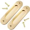 Litoexpe Set di 2 maniglie per porta scorrevole da 15 cm, ovali in lega di alluminio con 4 viti per porta scorrevole di fienile, cassetti, armadi, garage (dorato)