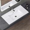 doporro Lavabo Integrale a Incasso Soprapiano 90x48x12 cm Rettangolare in Marmoresina Bianco Lucido, Lavabo Bagno da Appoggio con Foro Rubinetto e Troppopieno Colossum02