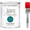 bianco Shabby CHALK PAINT Ottanio (2021) per Mobili e Pareti - Pittura Shabby Chic Vintage EXTRA OPACA (1 Litro) + 1 Pennello Professionale (40 mm)