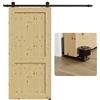 TSMST 8FT/244CM Binario per Porta Scorrevole, Nero e Rustico Kit Accessori con Guida a Pavimento Regolabile