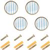 Ttgoth Pomelli rotondi per cassetti a righe azzurre e bianche, 32 mm, 4 pezzi, maniglie per ante di credenze da cucina, accessori decorativi per mobili