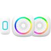 VR VETRINEINRETE Vetrineinrete® Campanello wireless senza fili 300 metri 60 melodie a batteria con indicatore led rgb con pulsante ricevitore non udenti (2 Ricevitore)