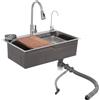HPDTZ Set di lavelli multifunzione, lavello da cucina con rubinetto in acciaio inox, multifunzione, con tagliere e scolapiatti per cucina (argento)