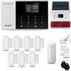 HUXGO® HXA005 Allarme casa senza fili WiFi + GSM 4G con wireless solare Sirena | Kit allarme con 1x rilevatore di movimento, 7x sensori per porte e finestre, telecomando | Compatibile con TUYA