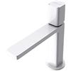 doporro Miscelatore Monocomando per Lavabo Bagno Senza Leva, Rubinetto con Flessibili Acqua Calda Fredda in Ottone Bianco H 19,6 cm WAO-7901