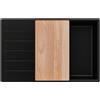 PRIMAGRAN Lavello da Cucina Nero 78x50cm, Lavandino in Granito a 1 vasca + Set di accessori, Lavabo da Cucina Incasso al Mobile 60cm - Copenhagen Top S621