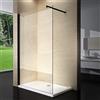 Yellowshop - Parete Doccia Fissa Walk In Cristallo 8 MM Trasparente Box Cabina Bagno 100 120 140 profilo NERO (120 cm)