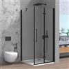 Inbagno Box Doccia Angolare 80x100 E H 195 Cm Con Porta A Soffietto E Lato Fisso In Vetro Temperato Trasparente E Profili Nero Opaco - Linea Neos