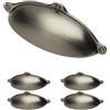 Gedotec Maniglie per mobili in metallo | 5 pezzi Maniglia a conchiglia - Titanio spazzolato incl. materiale di fissaggio | ALEXANDRIA | 99,5 x 30 mm BA: 64 mm | Maniglie per porte per armadi Maniglie