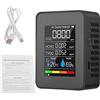SPORTARC Misuratore di qualità dell'aria Monitor di qualità dell'aria per / HCHO/TVOC/TEMP/HUMI Multifunzionale 5 in 1 Rilevatore di anidride carbonica Dati in tempo reale e Registrazione della media