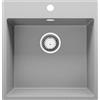 PRIMAGRAN Lavello da Cucina Grigio 48x50cm, Lavandino in Granito a 1 vasca + Sifone Classico, Lavabo da Cucina Incasso al Mobile 50cm - Riga S219