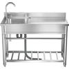 Locuetyn Lavello Utilitario 1 Scomparto, Lavello da Cucina in Acciaio Inox Commerciale con Rubinetto e Mensola, Postazione di Lavoro, per Ristorante Commerciale, Caffè, Bar, Hotel, Garage, Lavanderia, Esterno