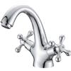 LAKKOAKOAA Rubinetto Lavabo Rubinetto Bagno, Stile Anticato Vintage Ottone Doppia Leva Miscelatore Bagno, Miscelatore Lavabo, Cromo, Argento