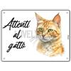 Lovelytiles Cartello Attenti Al Gatto 15 X 20 Cm,Facile da installare, per Uso Interno o Esterno,Resistente UV,Resistente alle intemperie, Decorazioni Per La Casa
