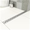 OCEAN ITALY S.R.L. OCEAN ITALY Scarico Doccia a Pavimento 60cm, Canaletta di Scarico con Griglia di Onde, Canalina per Doccia in Acciaio Inox, Set Completo, Regolabile, Sifone Antiodore, Rettangolo