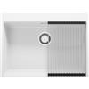 PRIMAGRAN Lavello Angolare Bianco 68x50cm, Lavandino in Granito a 1 vasca + Set di accessori, Lavabo da Cucina Incasso al Mobile 70cm - Oslo Top S468
