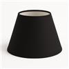 Generico 35 cm Paralume Cono, Tessuto di Cotone con PVC Bianco, Prodotto Artigianale, per Lampada da Tavolo, Piantana (Nero)