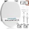 HAND - Tavoletta Wc Universale in Legno a Chiusura Rallentata con Cerniere Rinforzate Cromate Antiruggine (Rallentata Rinforzata)