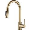 XJTNLB Rubinetto Lavello Cucina 3 Vie Miscelatore Monocomando Rubinetto Rotante con Doccetta Estraibile Rubinetti per Lavelli da Cucina con Filtro,Oro Spazzolato