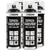 TECPO Vernice spray per tappeti, 4 x 400 ml, colore nero, spray per tappeti auto, tappetini, baldacchino, tessuto, gomma, plastica, per interni