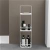 doporro Scaffale da Pavimento per Bagno Bianco a 3 Ripiani Organizer Toilette in Acciaio al Carbonio 18 x 12,5 x 67,3 cm Reglo02