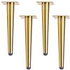 JIAOLUN123 4 Gambe per mobili Piedini per mobili dritti conici Gambe per tavoli Gambe di supporto in metallo Gambe per divani,Adatto a tutti i tipi di mobili fai da te,D'oro(25cm)