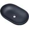 doporro Lavabo da Appoggio, Lavandino Bagno 54x34x10.5cm, Lavabo Ovale da Minerale Fuso Colossum808, Antracite Opaco