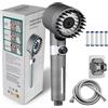 Glemall Pulifer Soffione Doccia con Filtro, 3 Getti + Pausa, Alta Pressione, Risparmio Idrico, Installazione Facile