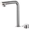 XJTNLB Rubinetto Sottofinestra Inox Spazzolato Silver Rubinetteria Cucina Due Fori Miscelatore Monocomando Joystick per Lavello Cucina Girevole a 360°
