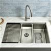 KOOGIMDDR 304SUS Lavello da cucina in acciaio inox 80 x 50 cm, colore argento, 1 lavello a incasso, lavello da cucina rettangolare in acciaio inox, con sgocciolatoio, scarico e kit di