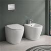Inbagno Sanitari Filomuro Serie Kayra WC In Ceramica Bianco Lucido Scarico Rimless Completo Di Copriwc Slim Soft-Close