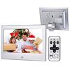 UsmAsk Spacmirrors Cornice digitale da 7 pollici, Cornice per foto digitali, Display ad alta risoluzione 1024x600 Lettore video MP3 Calendario Sveglia con telecomando Supporto scheda SD USB (Argento)