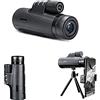 ROSG Telescopio monoculare palmare 40X60 per visione notturna di smartphone con treppiede e supporto, binocolo monoscopio impermeabile ad alta potenza per osservare le stelle per adulti Birdwatching12 * 5