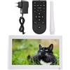 Akozon Cornice per Foto Digitale a Induzione del Corpo da 11,6 Pollici 1920 * 1080 1080P Supporta la Riproduzione di Immagini Video Calendario Orologio Musicale 100-240 V (Bianco)