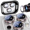 Uyiton Protezione per obiettivo della fotocamera per iPhone 16 Pro Max/16 Pro/15 Pro Max/15 Pro/14 Pro Max/14 Pro - Copertura per fotocamera in vetro temperato di grado militare e metallo, per esterni