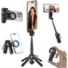 XO Treppiede magnetico per iPhone, formato tascabile, mini selfie stick, supporto portatile con telecomando ricaricabile, treppiede estensibile e staccabile compatibile con tutti gli smartphone