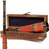 LA VILLA DECORE Telescopio vintage in ottone con involucro in pelle e scatola di legno - Telescopio pirata Spyglass 38,1 cm - Monocolo nautico antico per collezionisti, decorazioni e regali