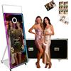 JIAQINMOTD Cabina fotografica a specchio magico da 65 pollici con touch screen interattivo da 32 pollici, luce quadrata RGB, mini PC e custodia da volo per feste di nozze e noleggio eventi (bianco, cabina