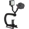 FOTGA C maniglia Stabilizzatore Handheld Supporto Palmare impugnatura + V-shaped parentesi + 49-LED Luce + BY-MM1 Microfono per Smart Phone