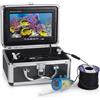 LLOOPK 7 pollici 720P Fish Finder Fotocamera da pesca subacquea 12 LED bianchi + 12 pezzi Lampada a infrarossi for scheda SD pesca su ghiaccio/mare/fiume(Black box)
