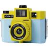 Holga 120GCFN - Fotocamera a pellicola Lomo di medio formato con lente in vetro e flash, colore: Blu Giallo