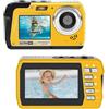Yuejewlry Fotocamera subacquea 4K, Full HD 4K e 48 MP, fotocamera impermeabile da 3 m per snorkeling, surf, rafting, doppio schermo per selfie/zoom digitale 16x/luce di riempimento/supporto 128 GB (giallo)